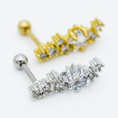 6mm 316 Xỏ tai bằng thép không gỉ 3 chiếc đinh tán vàng cho phụ nữ