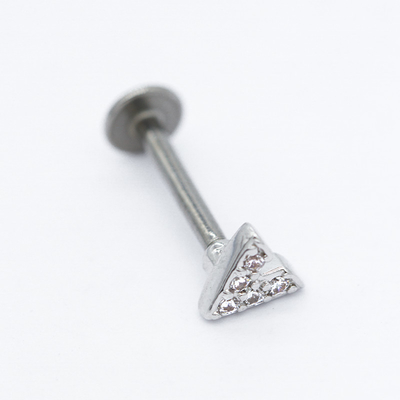 V Shape Crystal Gems Labret Back Earrings Steel phẫu thuật 8mm