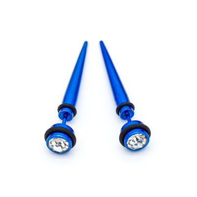 Màu xanh acrylic Tai kéo dài Faux Taper trong suốt Pha lê Đá quý Xoắn ốc Căng thẳng 2 Máy đo 6mm