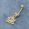 Khuyên tai bằng thép không gỉ 316 Đồ trang sức Mạ vàng Hoa sen Dangle Hồng ngọc
