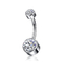Double Clear Gems Women Titanium Belly Belly Button Ring 14 Gauge 6mm