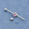 Đá Zircon màu hồng Đồ trang sức thanh công nghiệp 40mm Khuyên bằng thép phẫu thuật
